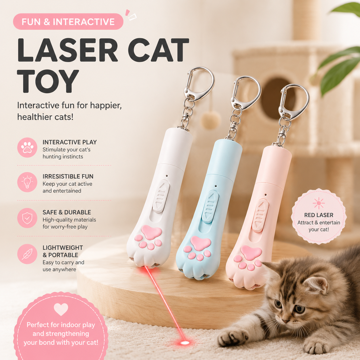 ✨ MCOIKY®5-Pattern Rechargeable Laser Toy for Cats