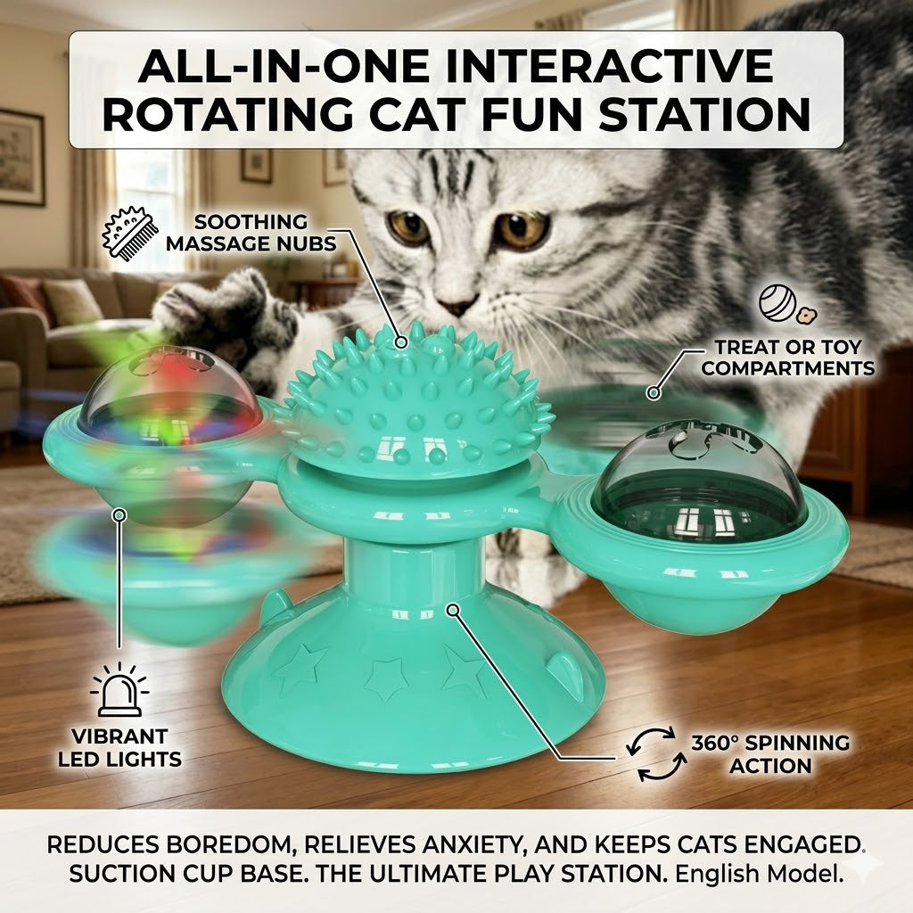 🐾 MCOIKY®SpinFun Cat Toy – Interactive Rotating Scratcher & Massager