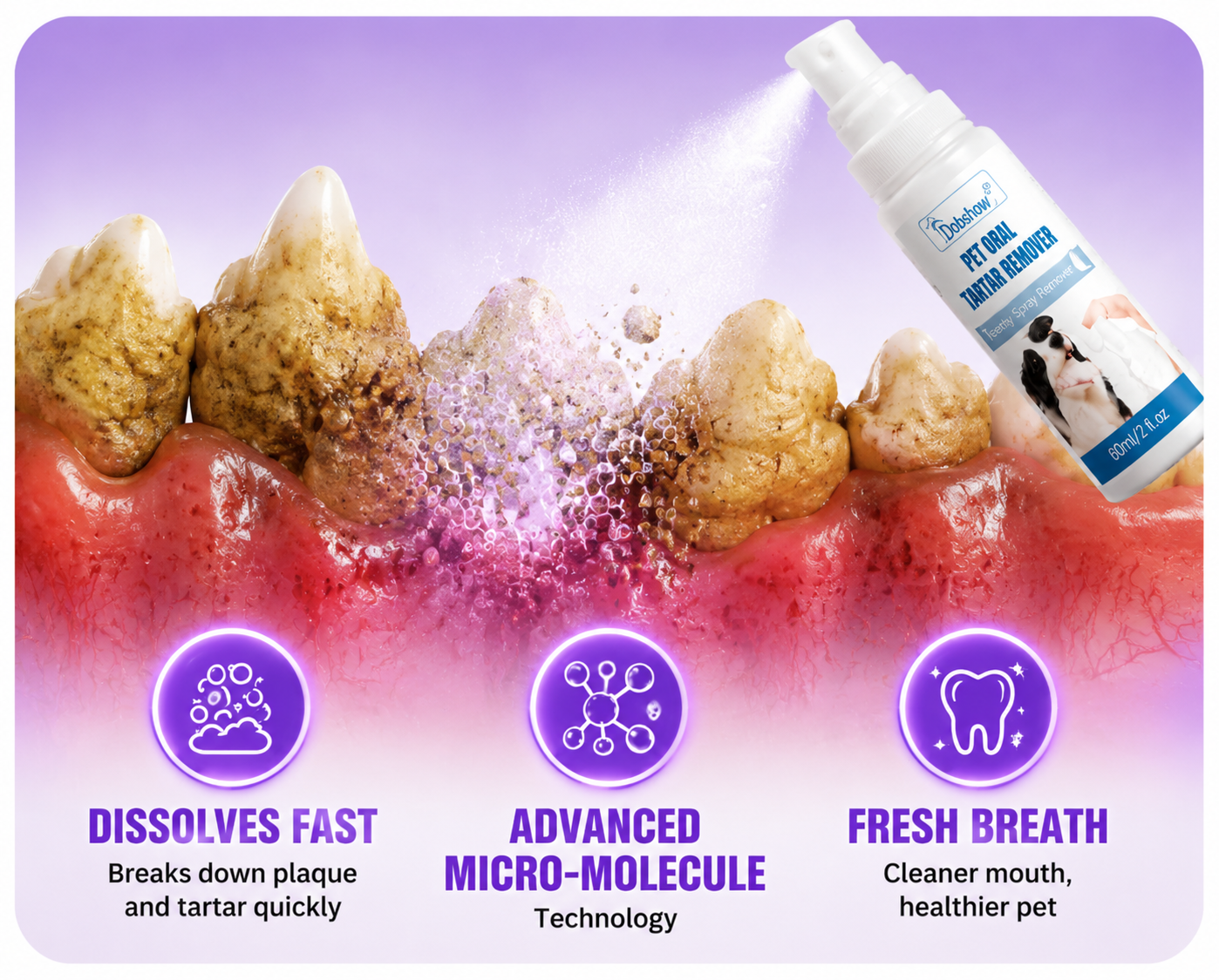 ✅ Kiss Pet Bad Breath Goodbye⚡️Dobshow® 3-in-1 Total Care Dental Spray | For All Dogs & Cats 🐶🐱