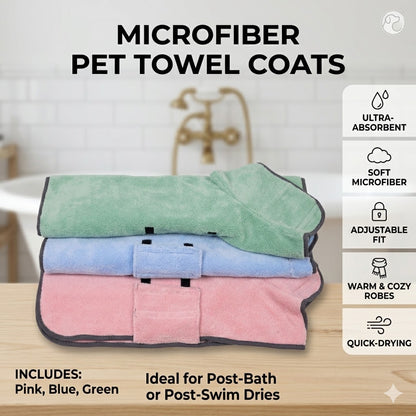 🐾 MCOIKY® Quick-Dry Pet Towel – Absorbent Bath Robe for Cats & Dogs