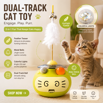 🐾MCOIKY® WobbleCat Interactive Toy – Automatic Electric Cat Ball with LED Lights